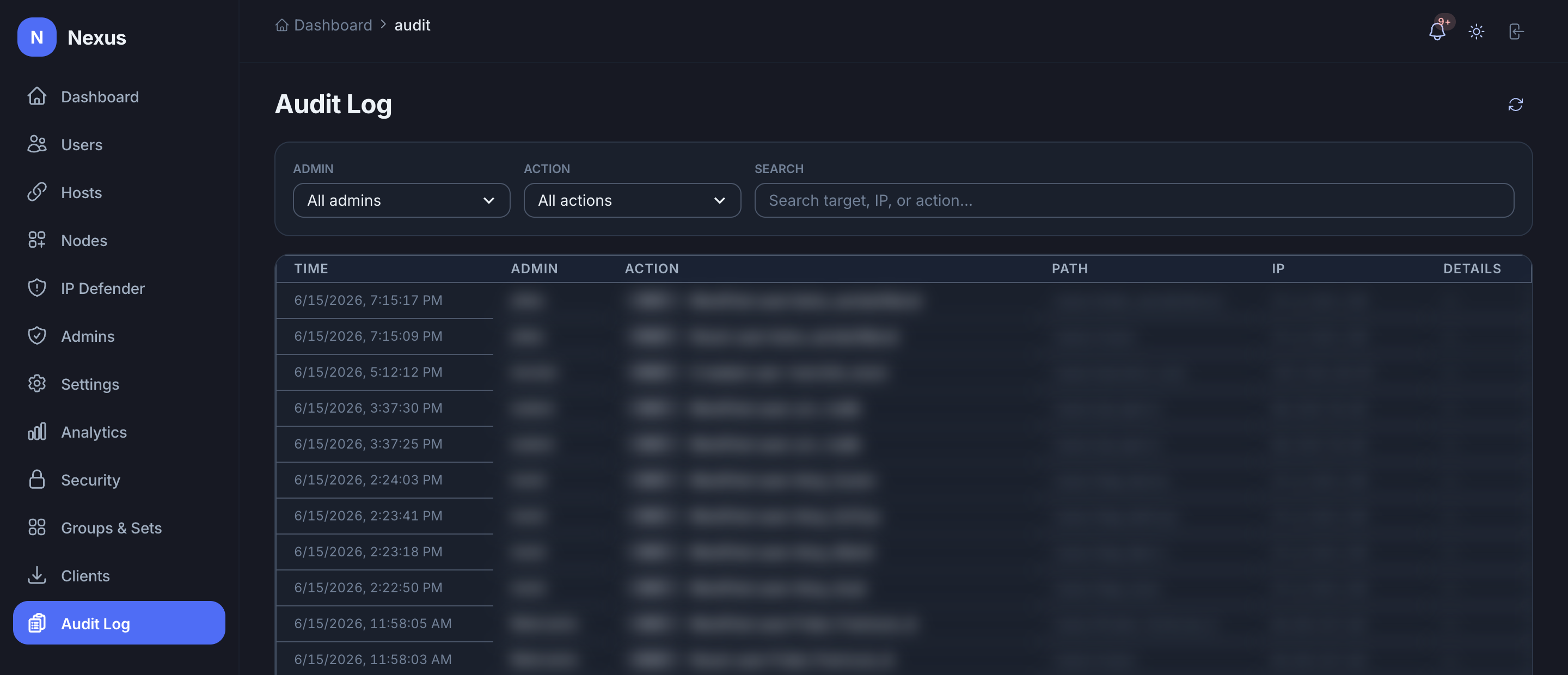 Full audit log of every admin action